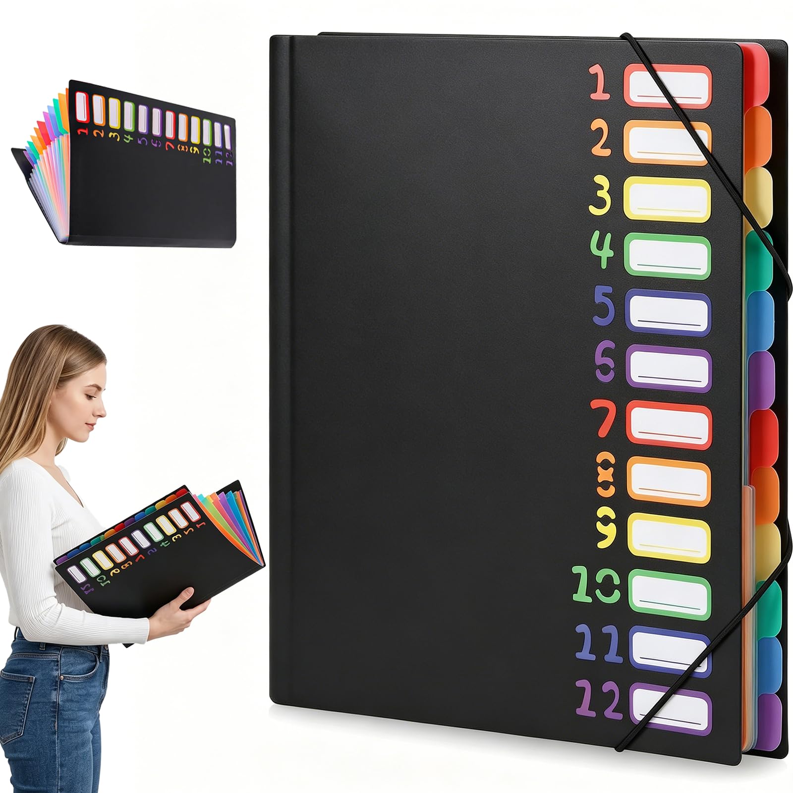 A4 Accordion File Folder, 180° Lay-Flat Expanding PP Plastic Organizer