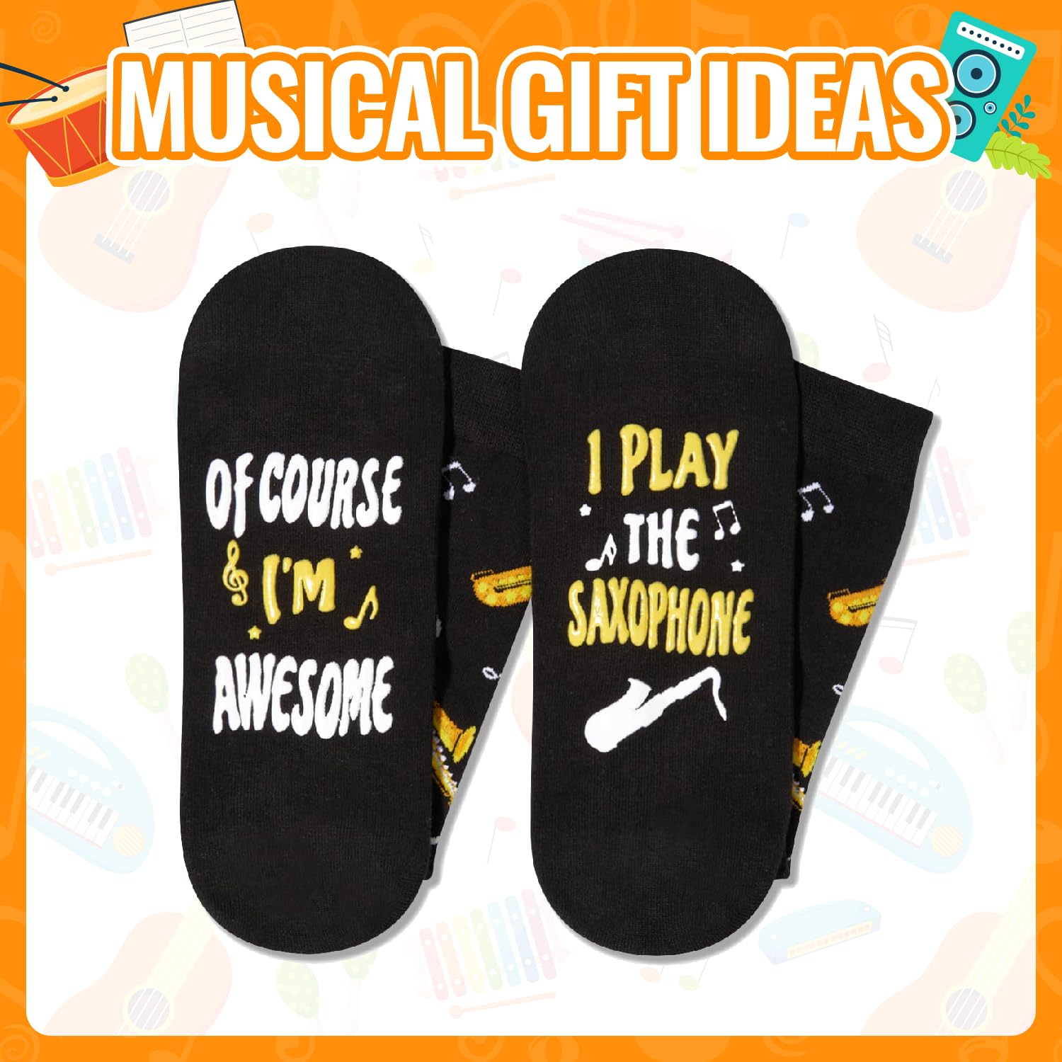Zmart Music Gifts for Music Lover - Piano Guitar Saxophone Drum Socks for Player Musician