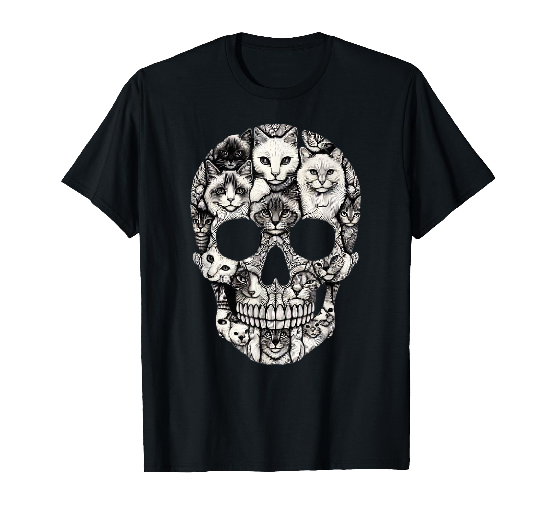 Cat Skull Skeleton Halloween Costume Skull Cat T-Shirt