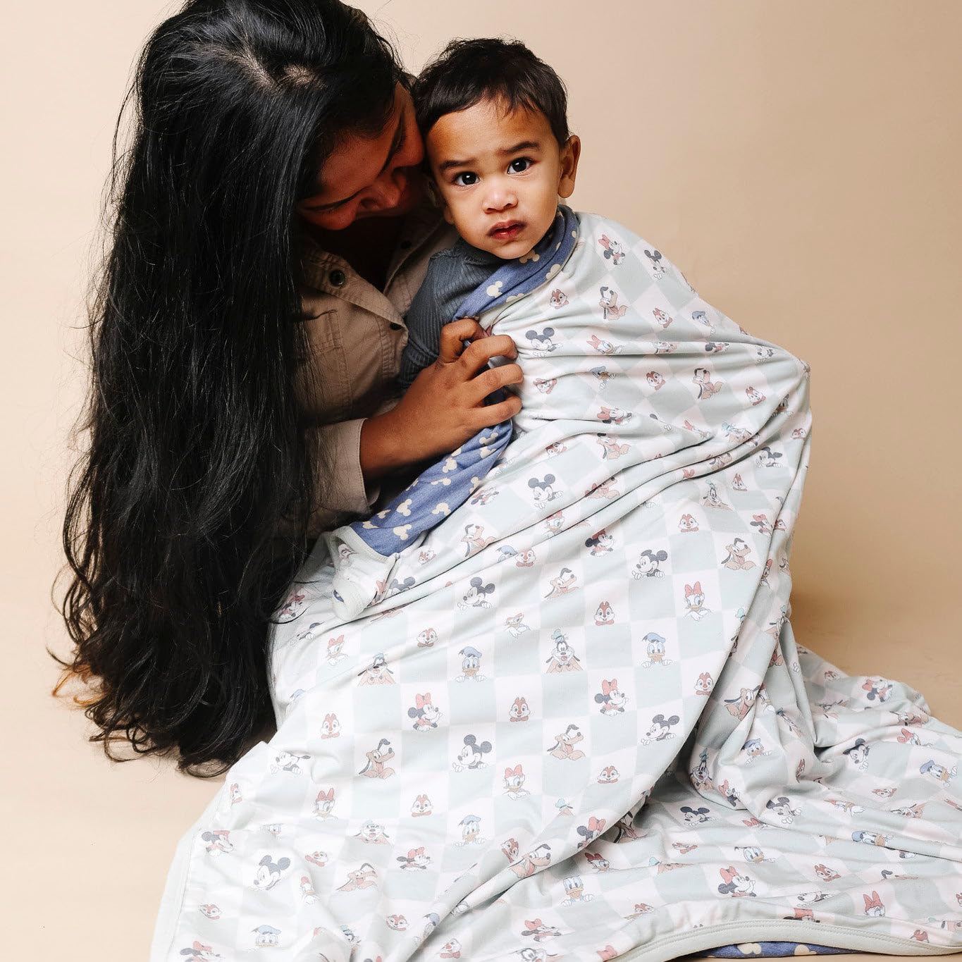 Large Premium Knit Baby 3 Layer Stretchy Quilt Blanket "Mickey Mouse & Friends" by Copper Pearl