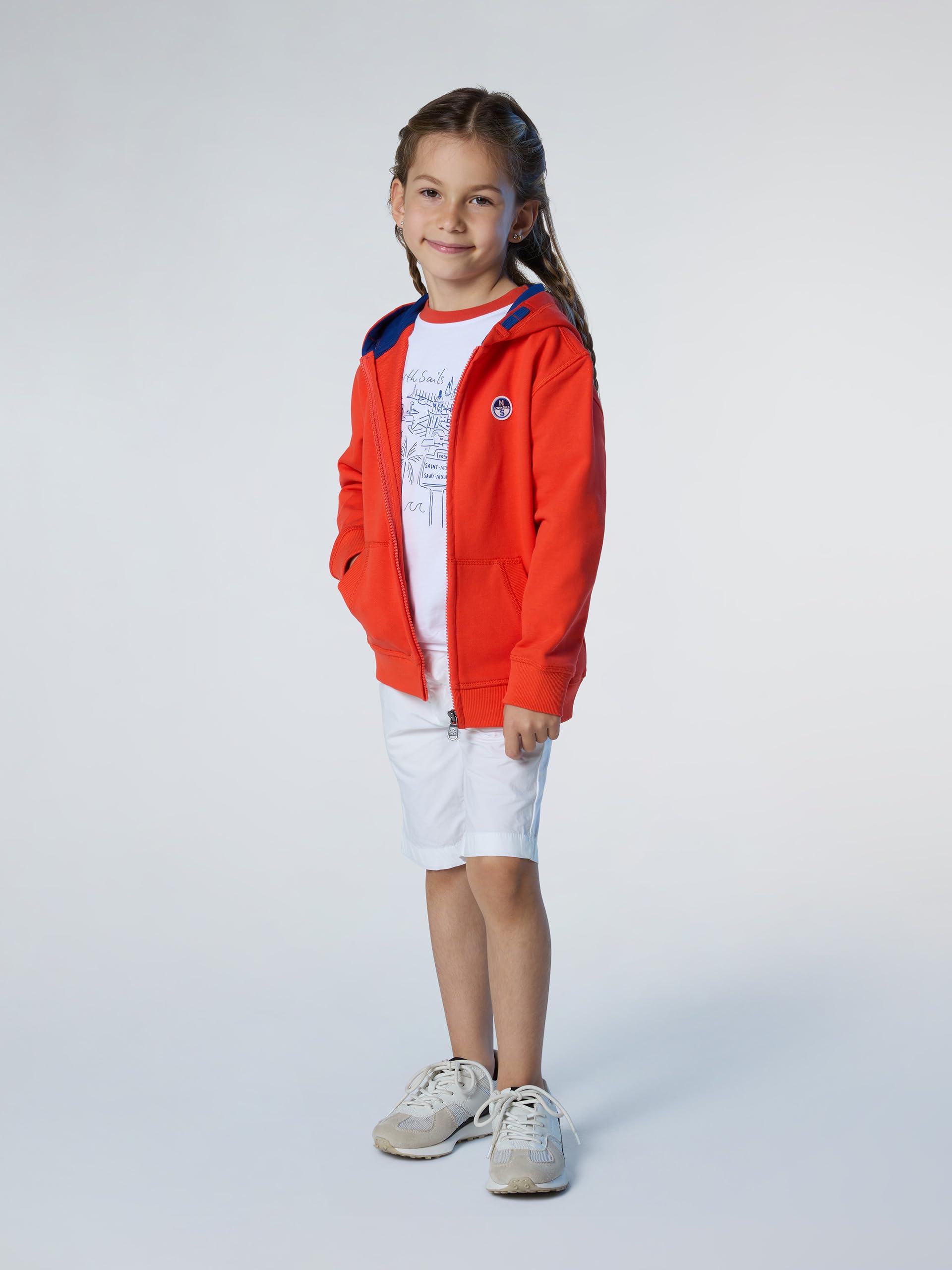 NORTH SAILS Felpa Hoodie Bambino in Cotone Bio con Zip e Logo sul Petto