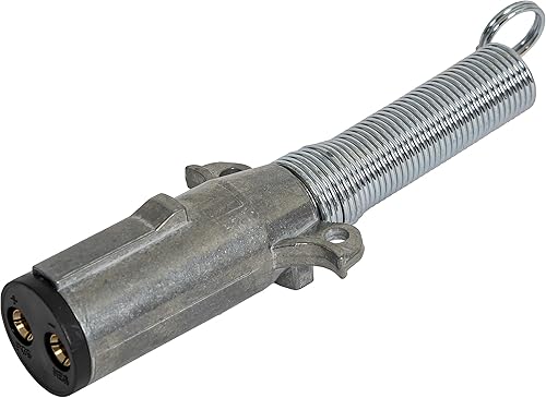 Miniatura 2 de Buyers Products - Conector de remolque de zinc fundido a presión de 2 vías, lado del remolque, pasadores horizontales con resorte, TC2002, PLATA