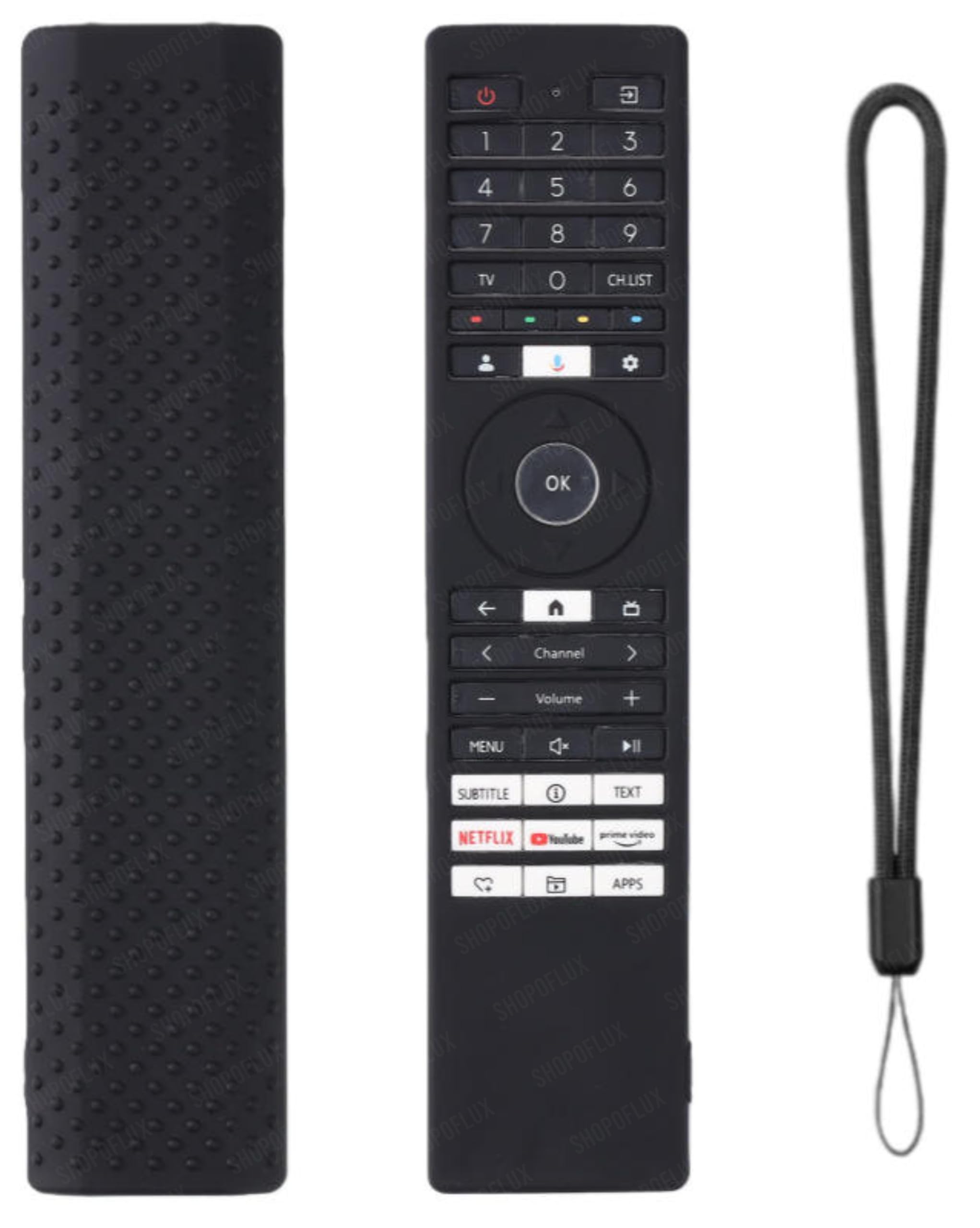SHOPOFLUX Silicone TV Remote Cover Compatible with Toshiba Smart TV Protective Case with Lanyard (Black)-image-44