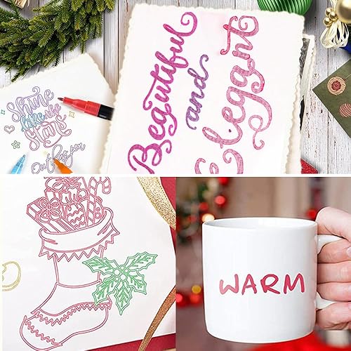 Miniatura 6 de ZiTour Rotulador para resaltar, resaltador de doble línea, marcadores de gel con brillantina, marcadores de pintura de doble línea para escribir,