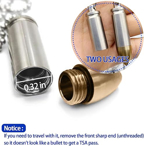 Miniatura 3 de aiGear Pastillero de titanio con diámetro interior de 0.32 pulgadas con collar, soporte ligero para pastilleros, impermeable, pequeño llavero,