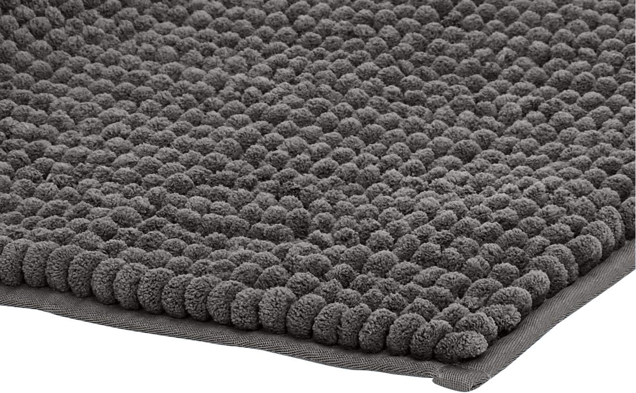 Amazon Basics Chenille Loop Bath Mat - Pack of 2, Small, Grey