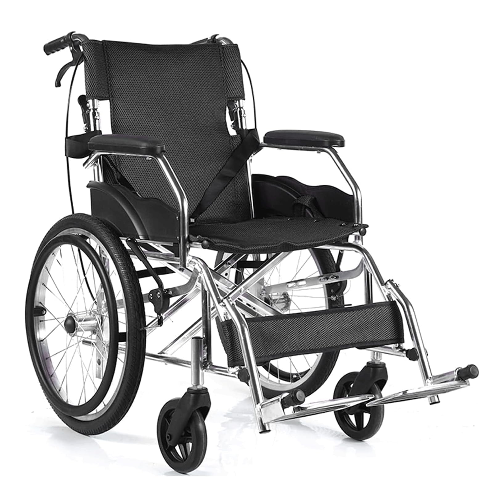 BKEKM Silla de Ruedas Sillas de Ruedas de Transporte Silla de Ruedas Manual Ligera Silla de Ruedas de aleación de Aluminio con Carga de Pedal Ajustable 100 kg / 220 LB Cómodo