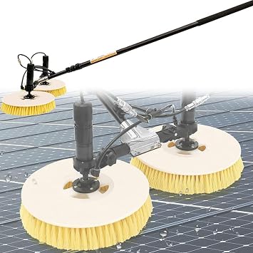 Photovoltaic Panel Cleaning Machine, Solar Panel Cleaning System with Telescopic Pole and 65cm Double Head Cleaning Brush Commercial