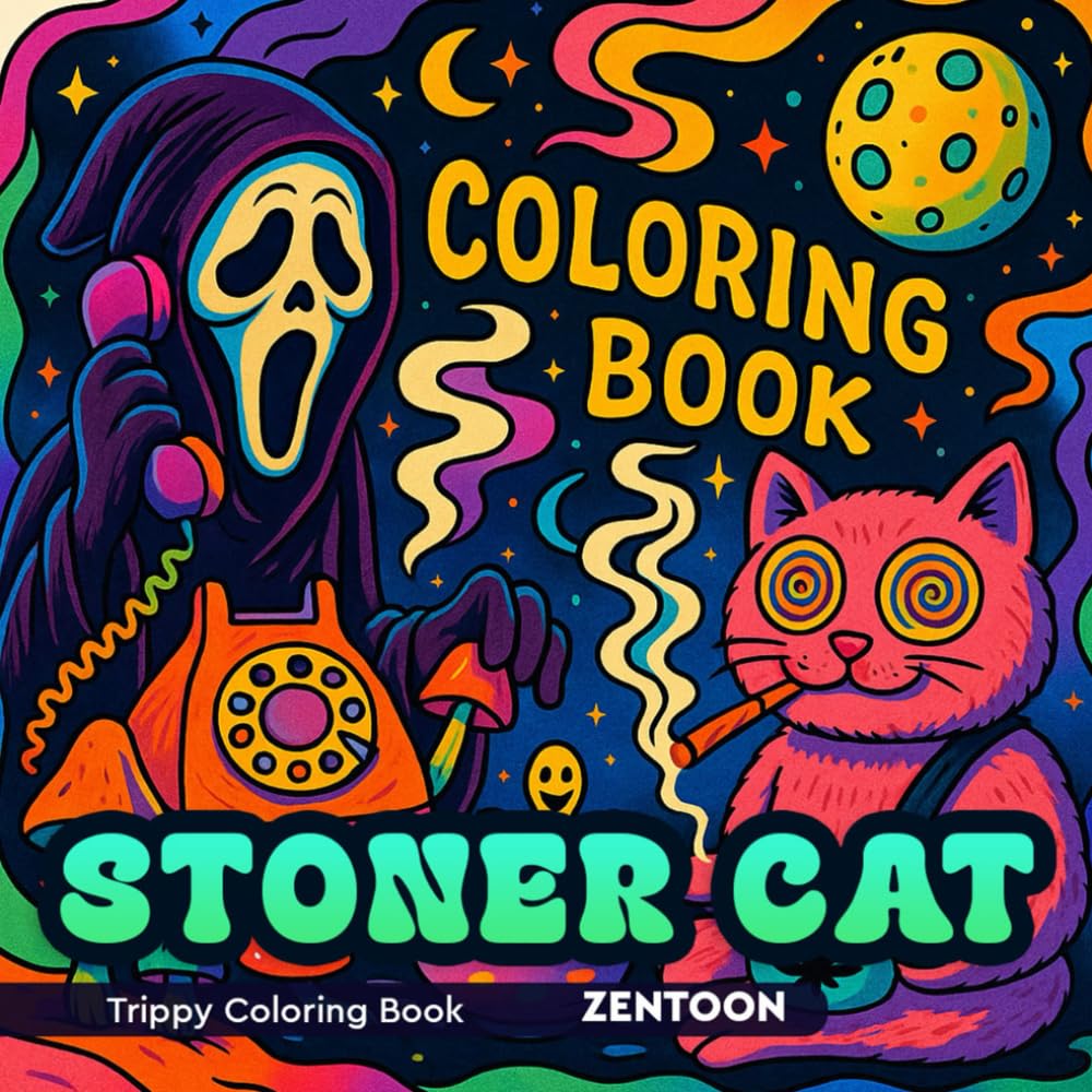 Stoner Cat Trippy Coloring Book: Psychedelic Coloring Book for Adults – Trippy Cats, Cosmic Mushrooms, Coloring pages Designs for Stress Relief.
