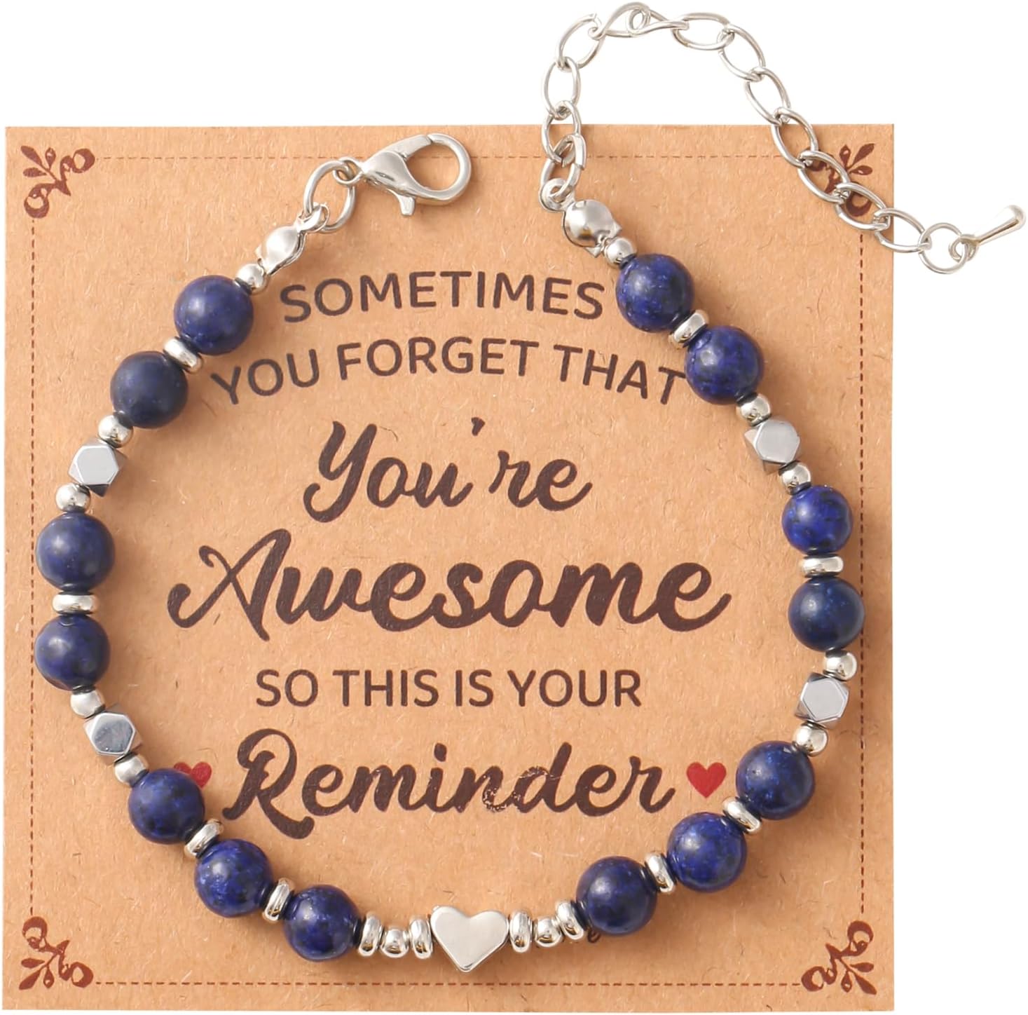 Birthday Bracelet: 6mm Natural Stone Healing Bracelet Inspirational Self-Care Gifts for Women, Mom, Daughter, Wife, Coworkers, Friend, Bestie, Granddaughter