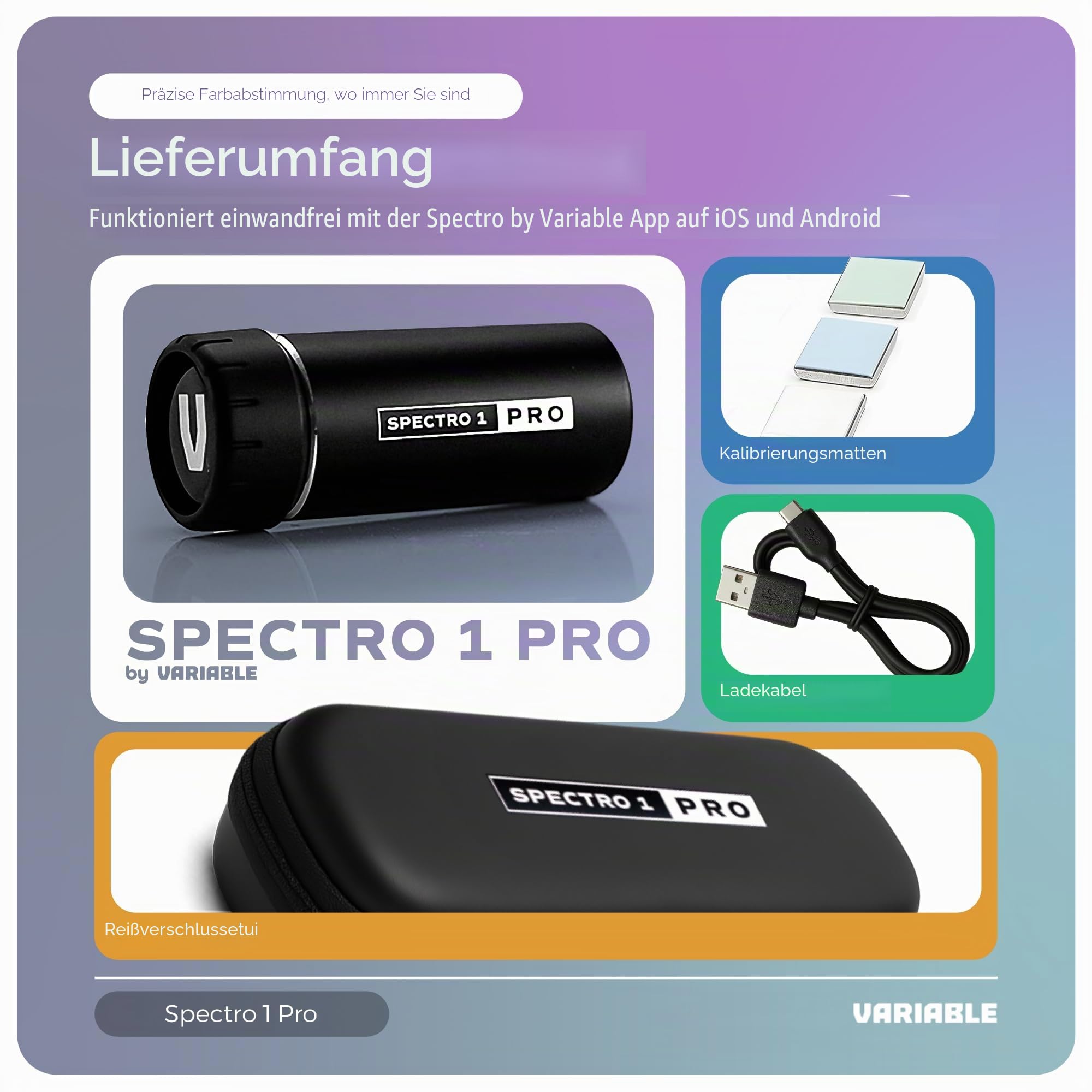 Spectro 1 Pro Spektrophotometer tragbares Farbmessgerät mit Ladekabel und Tragetasche