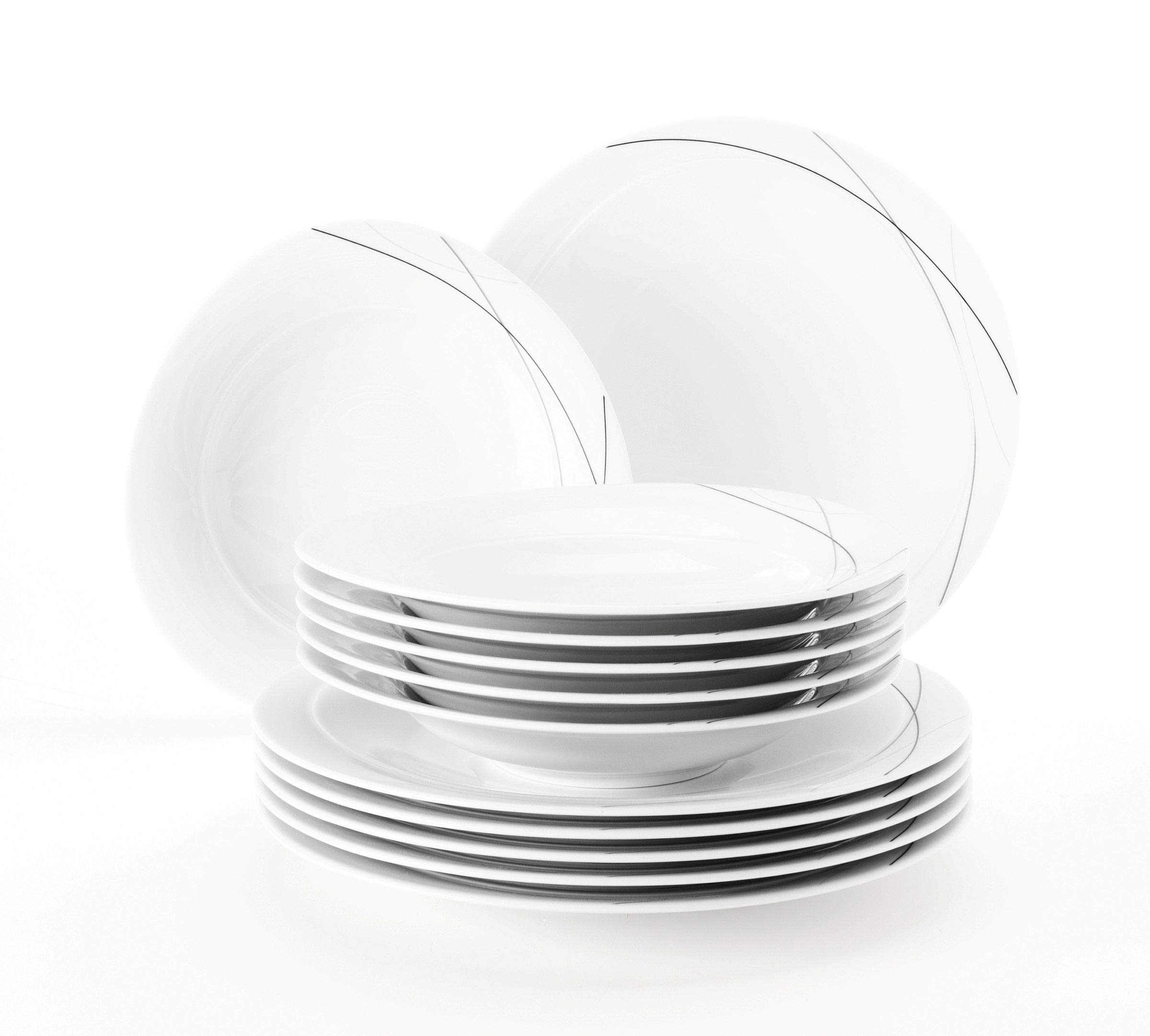 Seltmann Weiden 001.706999 Tafelservice 12-teilig Trio Highline, Weiß, 32.3 x 32.3 x 23.5 cm