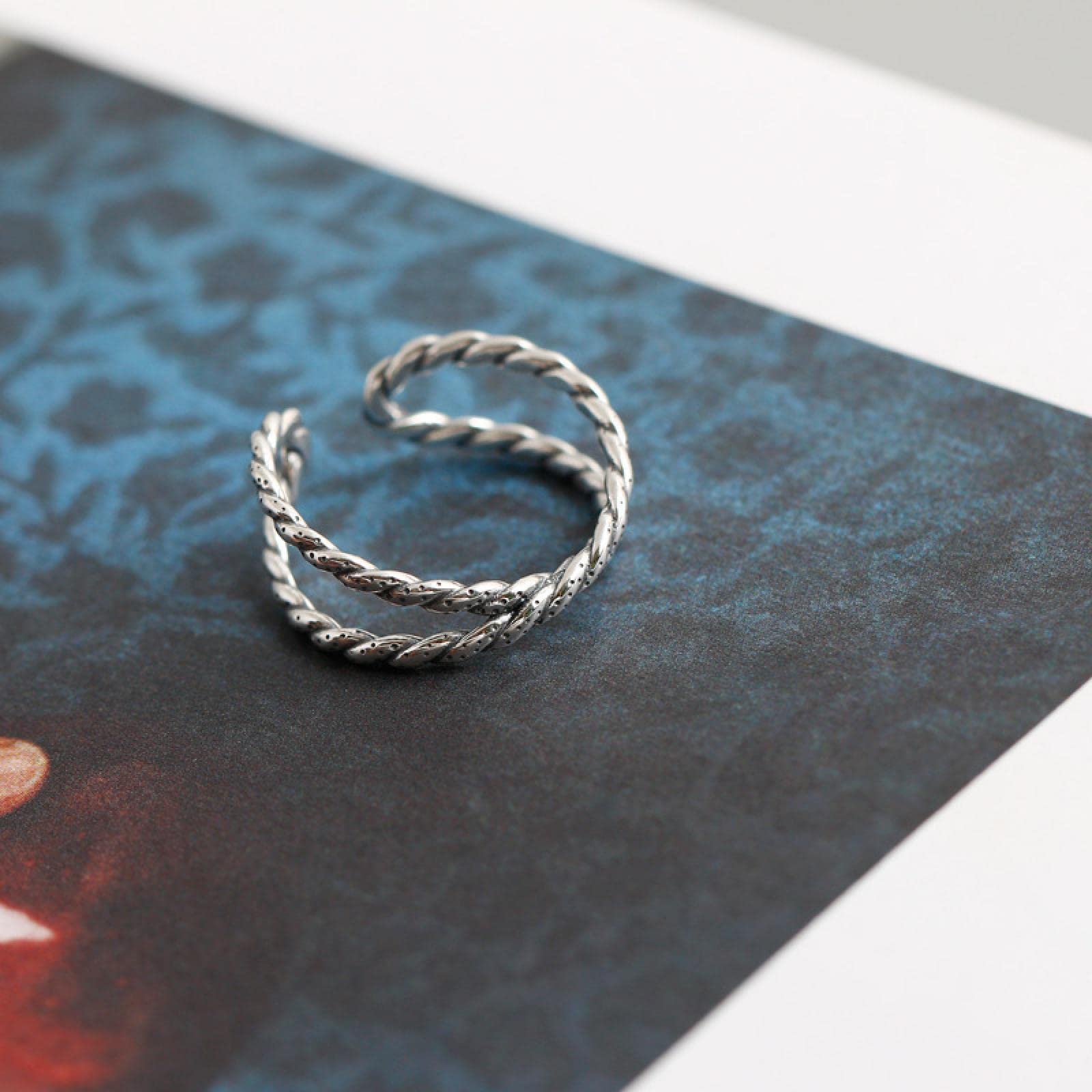 Anelli In Argento Sterling 925 Autentico (nero) Per Donna, Aperti - Foto 8