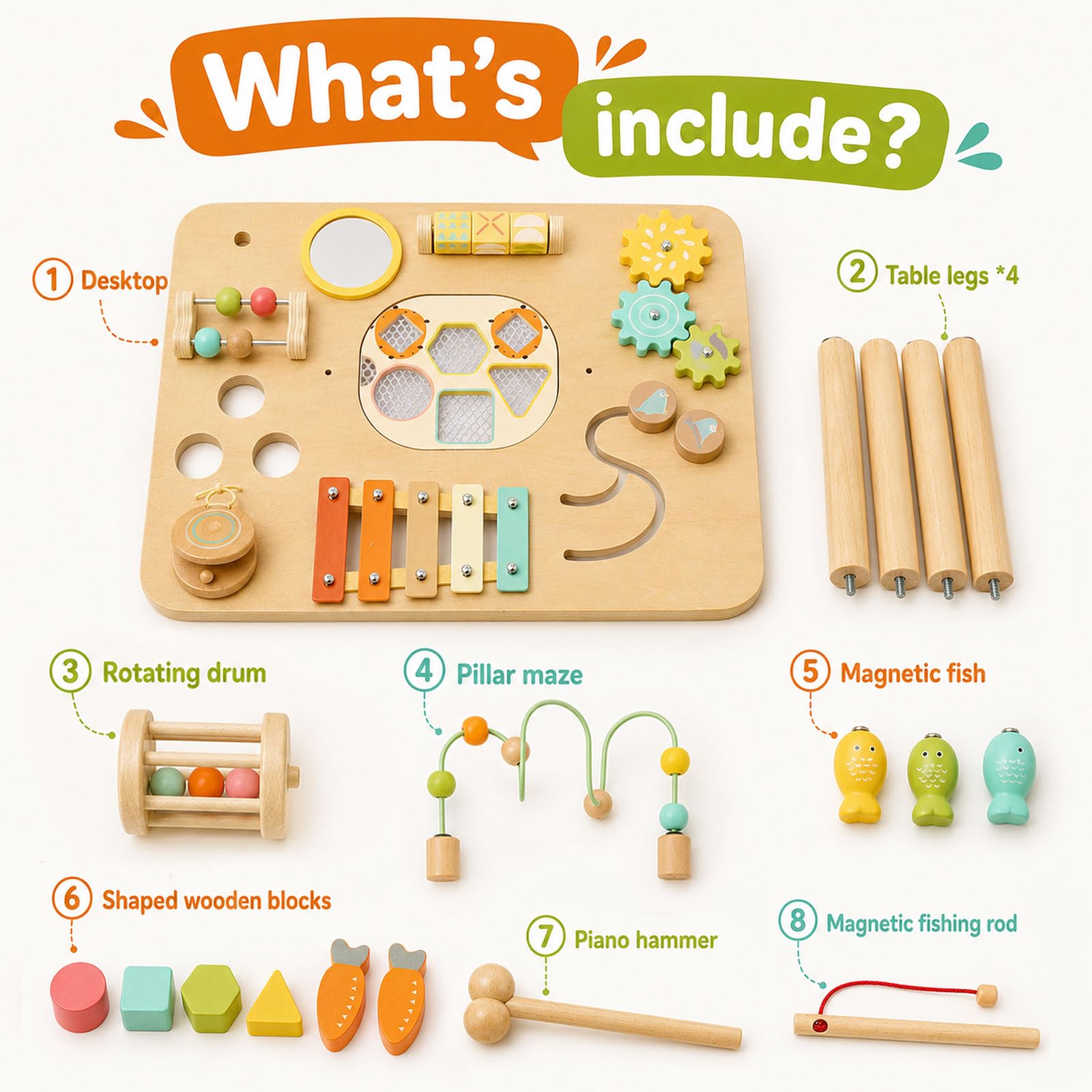 Atoylink Table d'Activité Bébé en Bois, Jouet Montessori Bébé