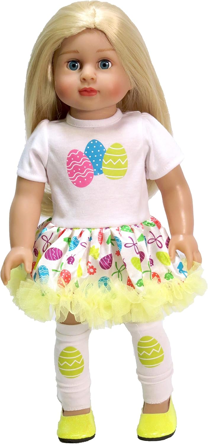 American Fashion World Vibrant Easter Egg Dress for 18-Inch Dolls | Premium Quality & Trendy Design | Dolls Clothes | Outfit Fashions for Dolls for Popular Brands