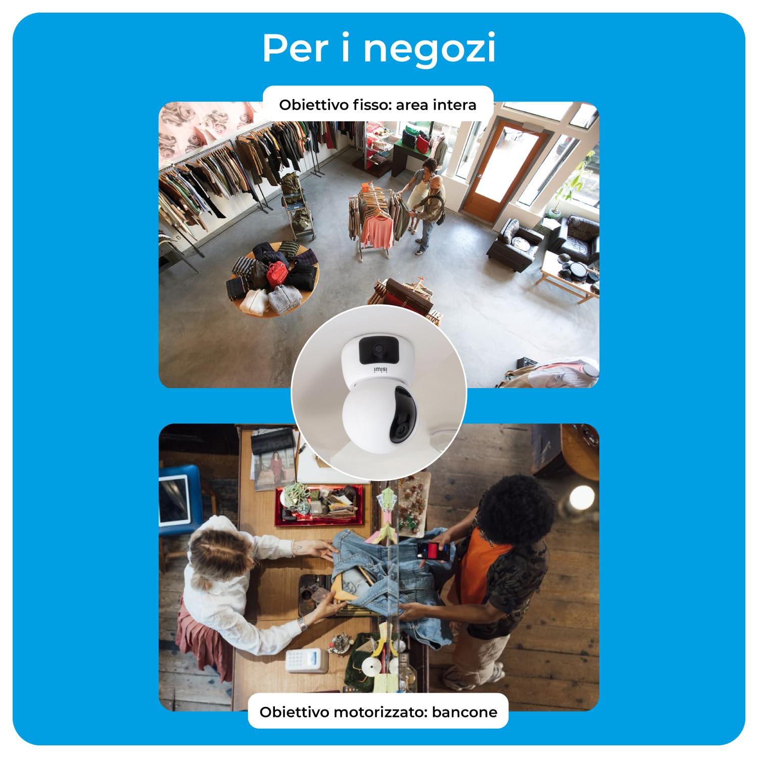 TWIN Telecamera Wi-Fi Interno 2K 3MP+3MP, Doppia Lente, PT, Videocamera sicurezza, Rilevamento persone, Tracciamento movimenti, 2.4/5GHz Visione Notturna Audio registrazione SD-Cloud/NVR