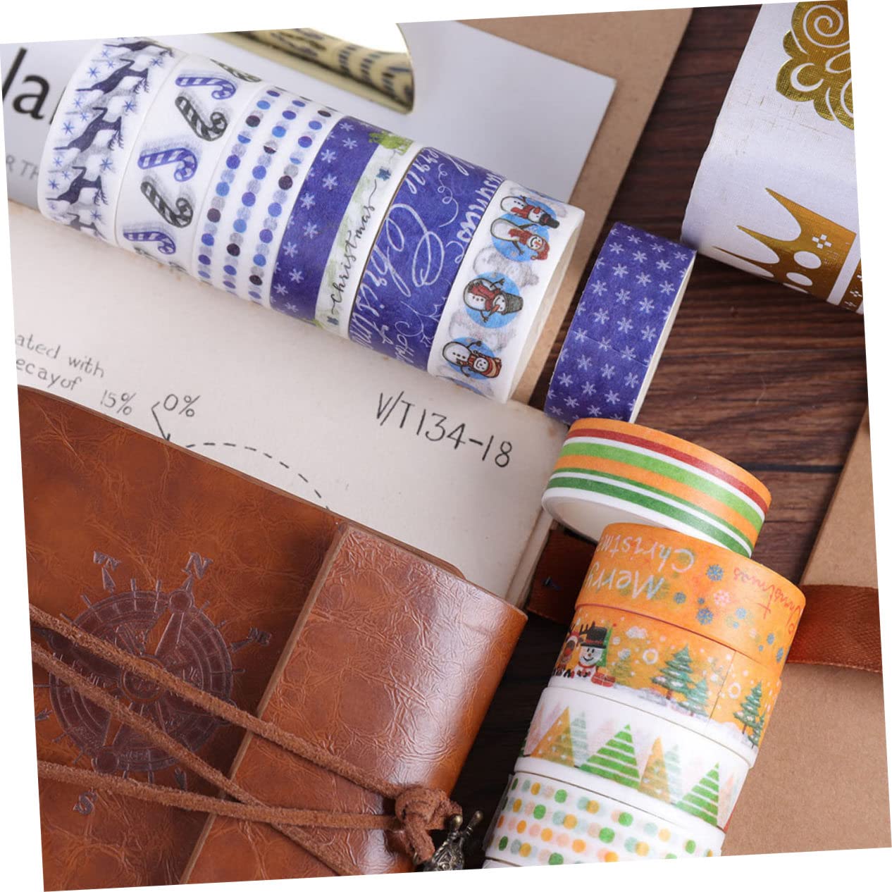 SHINEOFI 3 Set Di Nastri Washi A Tema Natalizio Nastri Larghi Con Stampa Colorata Per Sigilli Di Buste Sigilli Di Imballaggio 24 * 3