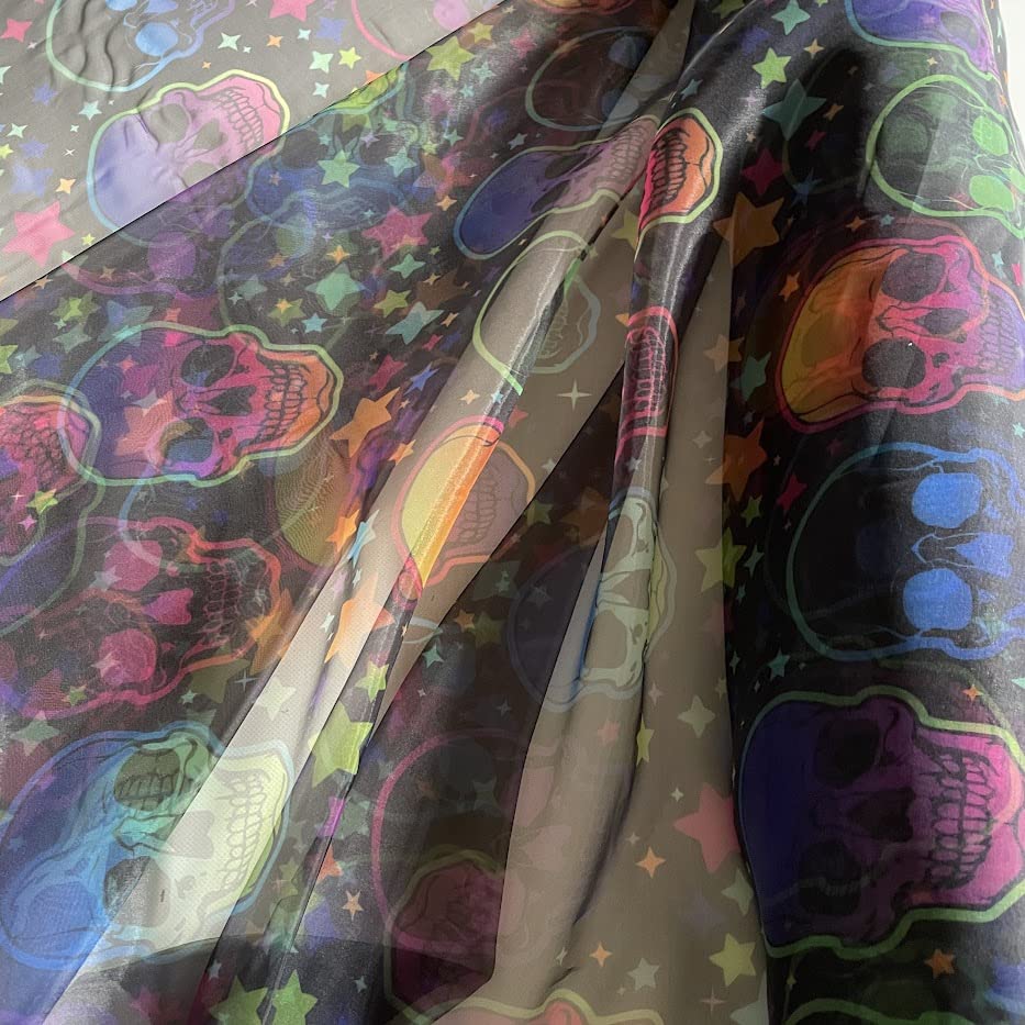 Megachest 145cm Wide Fancy Design Organza(Punky Skull, 5 Meters)