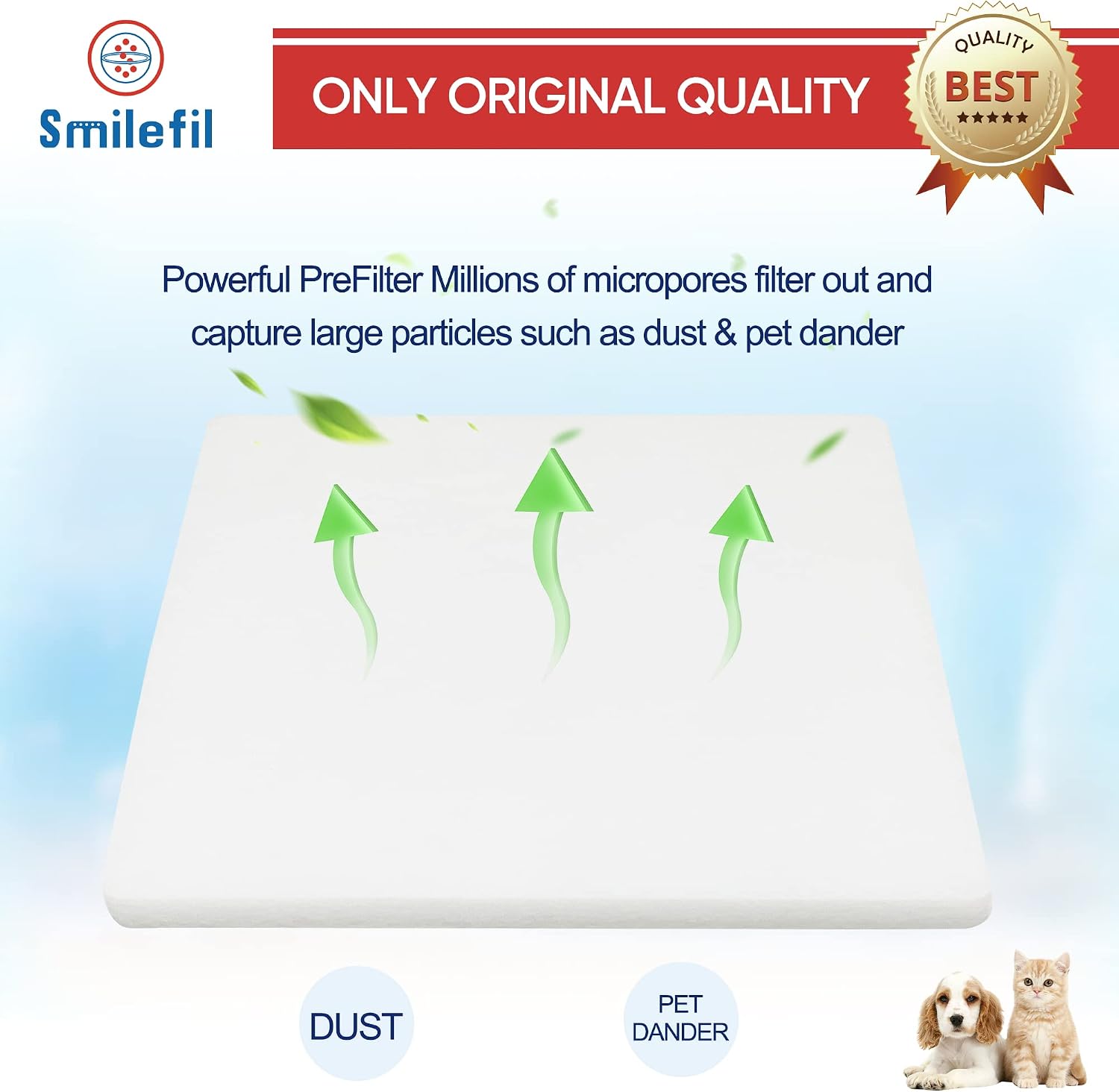 Smilfil 5 Pack PF40 Replacement Pre-Filter Pads Compatible with IQAir PF40 Coarse Dust Pre-Filtration Air Purifier