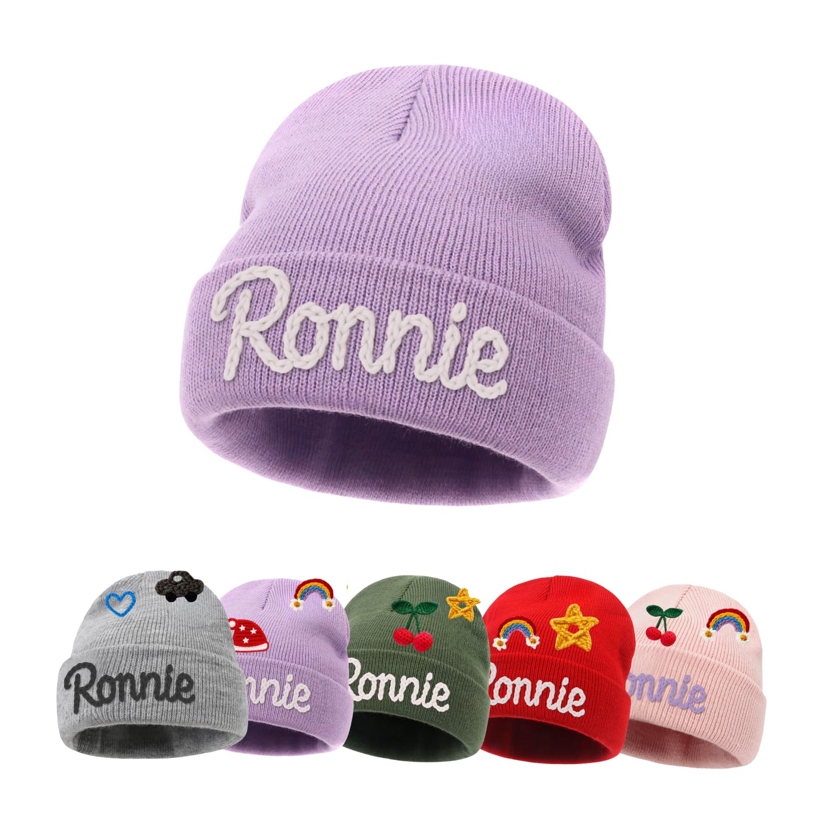 Custom Name Baby Beanie for Boys Girls, Personalized Knit Toddler Winter Hat for Kids, Hand Embroidered Winter Hat, Baby Gift