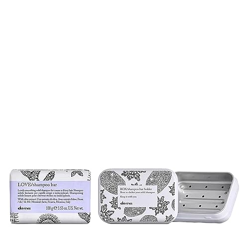 Paquete de barra de champú Davines LOVE para cabello encrespado o grueso, añade suavidad, brillo y textura sedosa, 3.53 onzas + soporte para barra