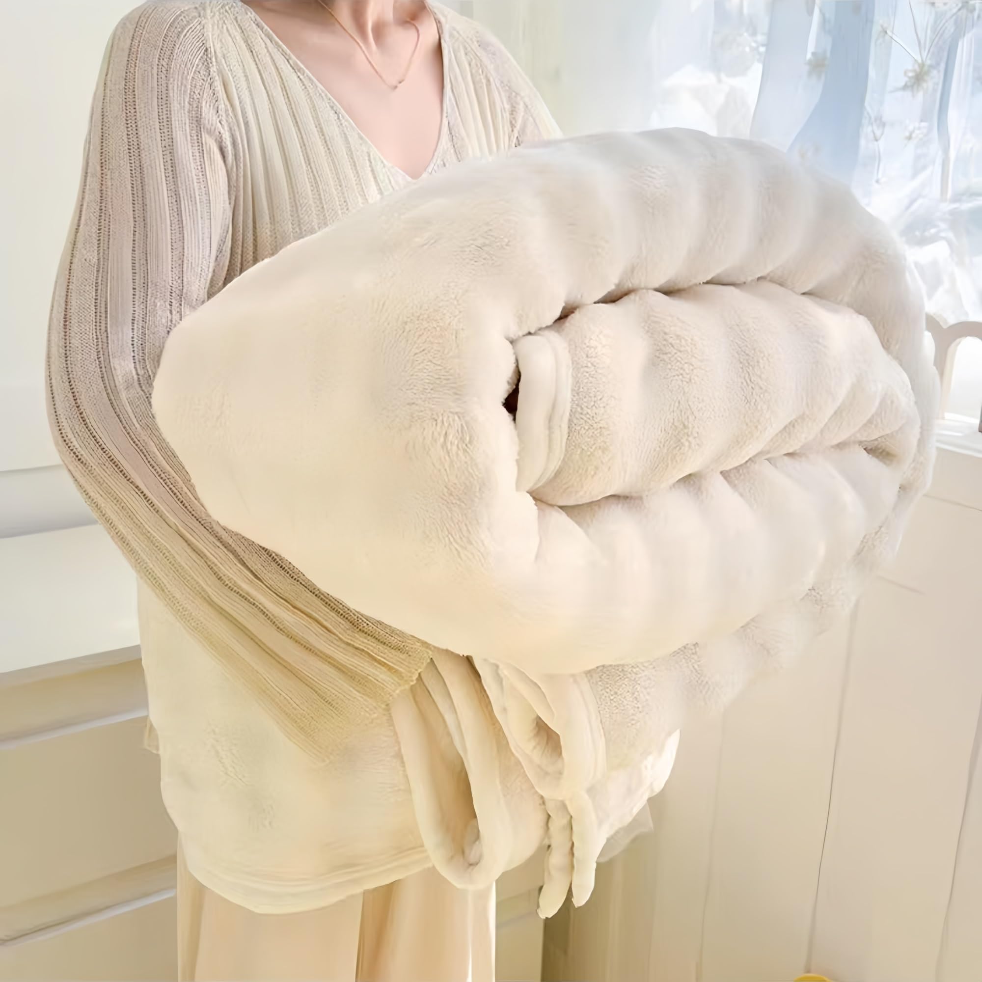 Blanket, Comfortable and soft blanket, double-sided decorative blanket, universal for all seasons, Throw blanket, sofa blanket, suitable for bed sofa armchair sofa bench double size(White,200*230cm)