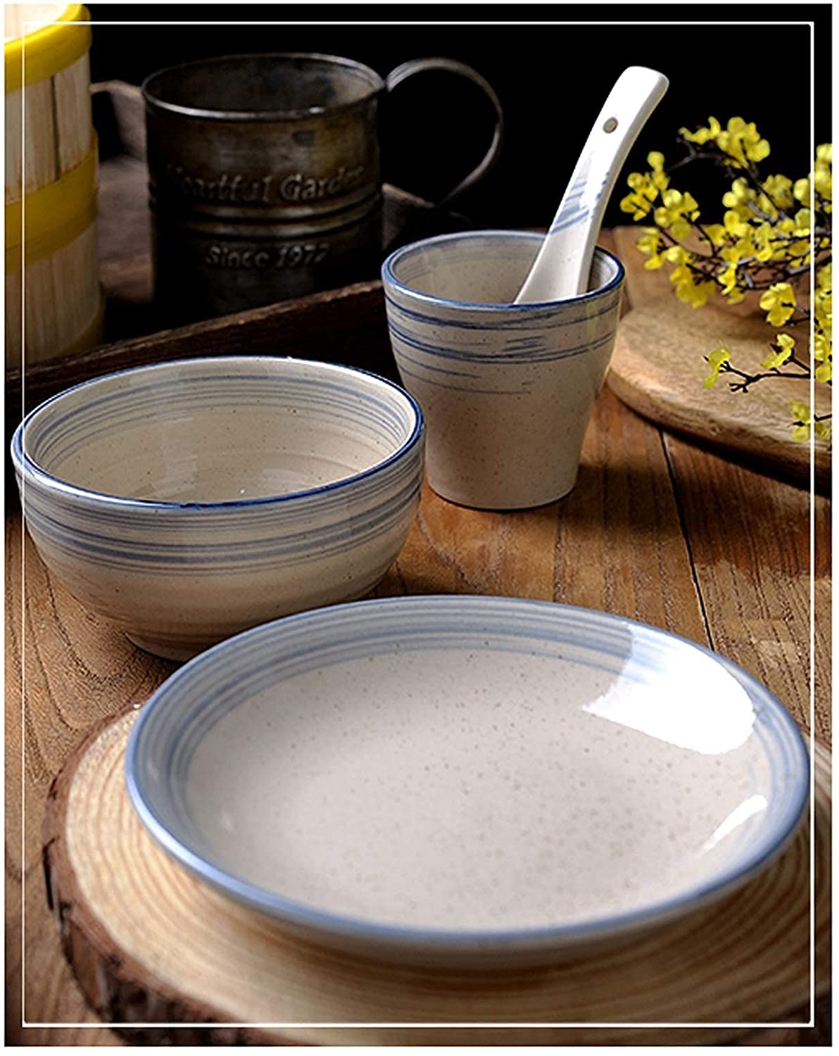 Porzellan-Geschirr-Sets, Teller- und Schüssel-Sets, Geschirr-Sets, Retro-Stil, chinesisches Steingut, Hotel-Restaurant, Keramik-Geschirr-Set, Tisch für eine Person, Einze
