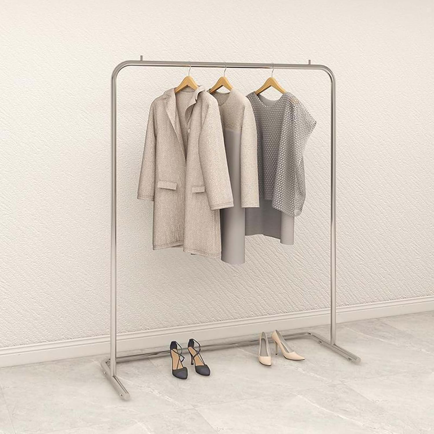 Perchero De Metal Para Ropa, Perchero Para Ropa, Perchero Portátil Alto Con Varilla Única Para Colgar Ropa, Perchero Para Paños, Para Dormitorio, Balcón, Plata (Plata 150 Cm)