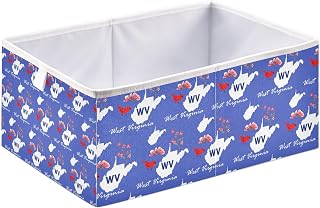 West Virginia State Rectangle Storage Bin,Large Collapsible Organizer Storage Basket for Home Décor 15.8 x 10.6 x 7 in