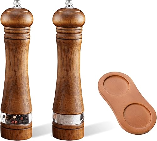 Miniatura 7 de Juego de molinillo de sal y pimienta de madera de 6.5 pulgadas con grosor ajustable, molinillo de pimienta manual recargable para cocineros caseros