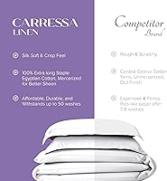 Vista 5 de Carressa Linen Funda de edredón 100% algodón egipcio, tamaño King de gran tamaño, 600 hilos, 3 piezas, funda de edredón de algodón de fibra