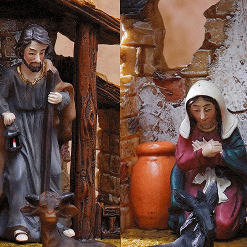 Christmas Nativity Figurines Resins Manger Holy Family Nativity Scene Statue for Xmases Indoor Home Table Decorations