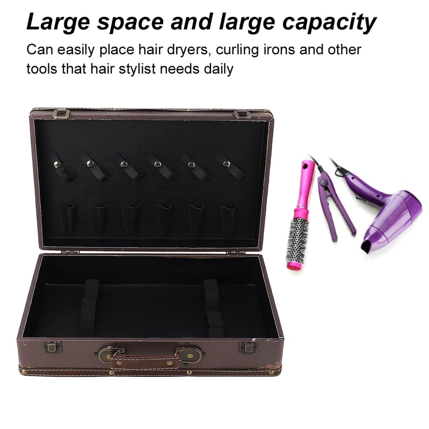 Portable Hairdressing Tool Storage Box, Professional Hair Clipper Organizer Case with Large Capacity, Durable PC Exterior and Soft PU Interior for Stylists On the Go