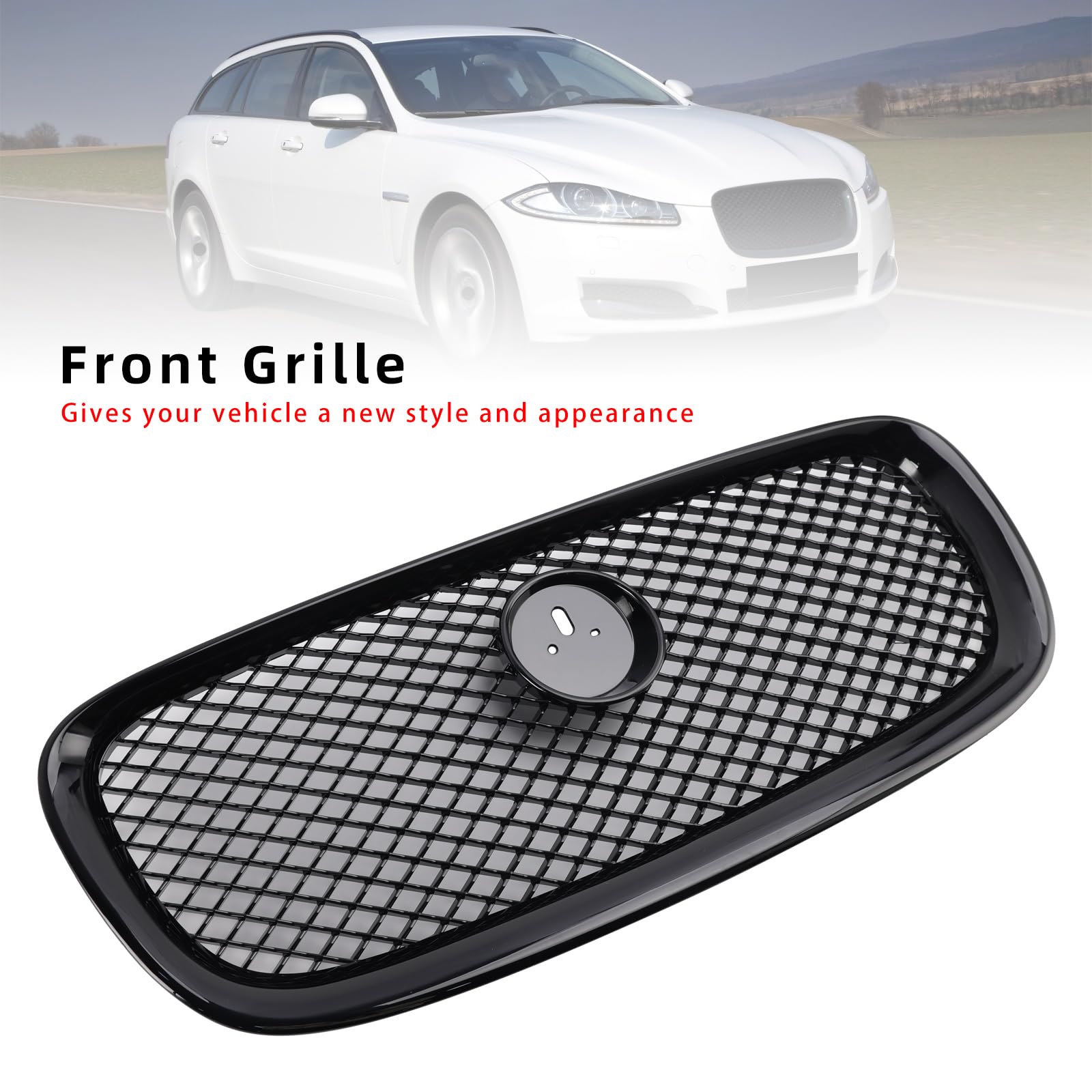 Griglia paraurti Anteriore XF-R Style Front Bumper Grille Fit for Jaguar XF 2012-2015 Gloss Black (No Logo)