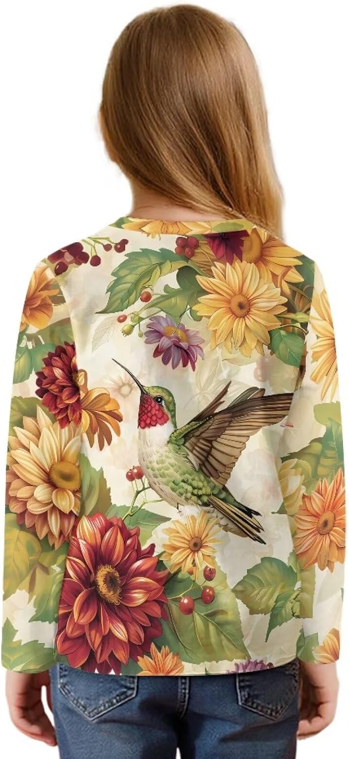 Girls Blouses with Tie Hem Fall Casual Top Kid Fit Long Sleeve Shirts Casual Soft Clothes Size 5-12 Years Old