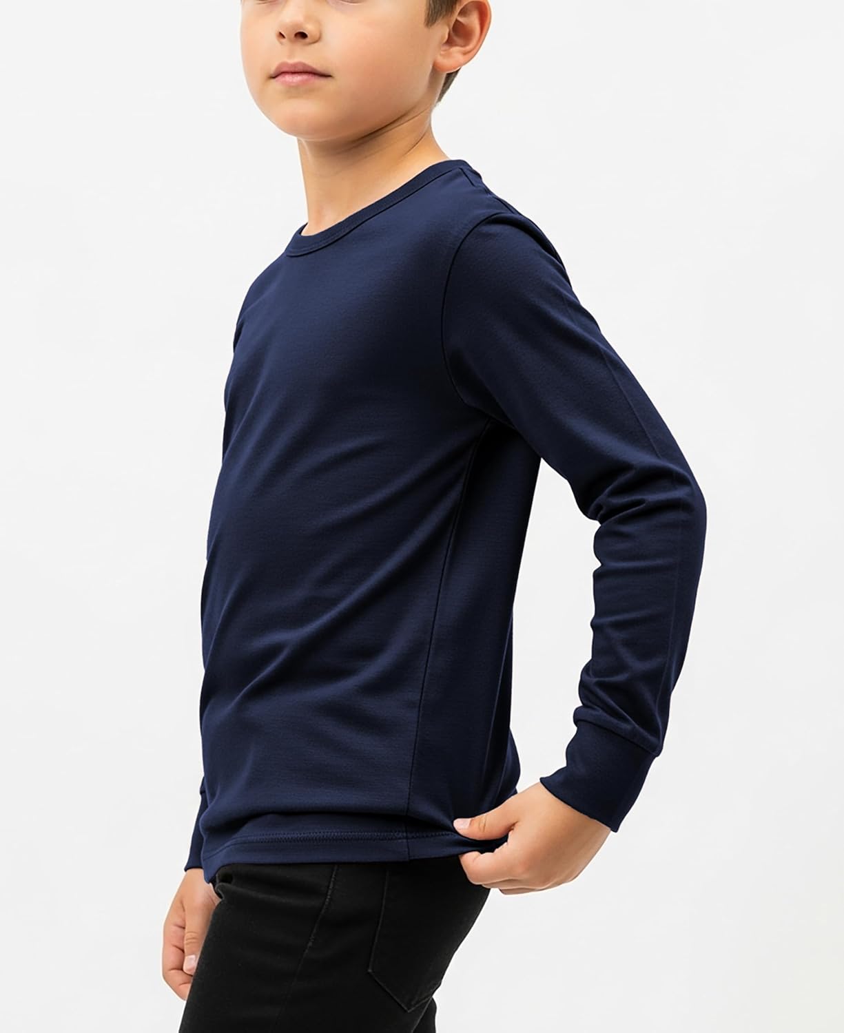 Andrew Scott Boys' Long Sleeve Cotton T Shirts | Ultra Soft Performance Color Tops | Unisex | Muti Packs - Image 4