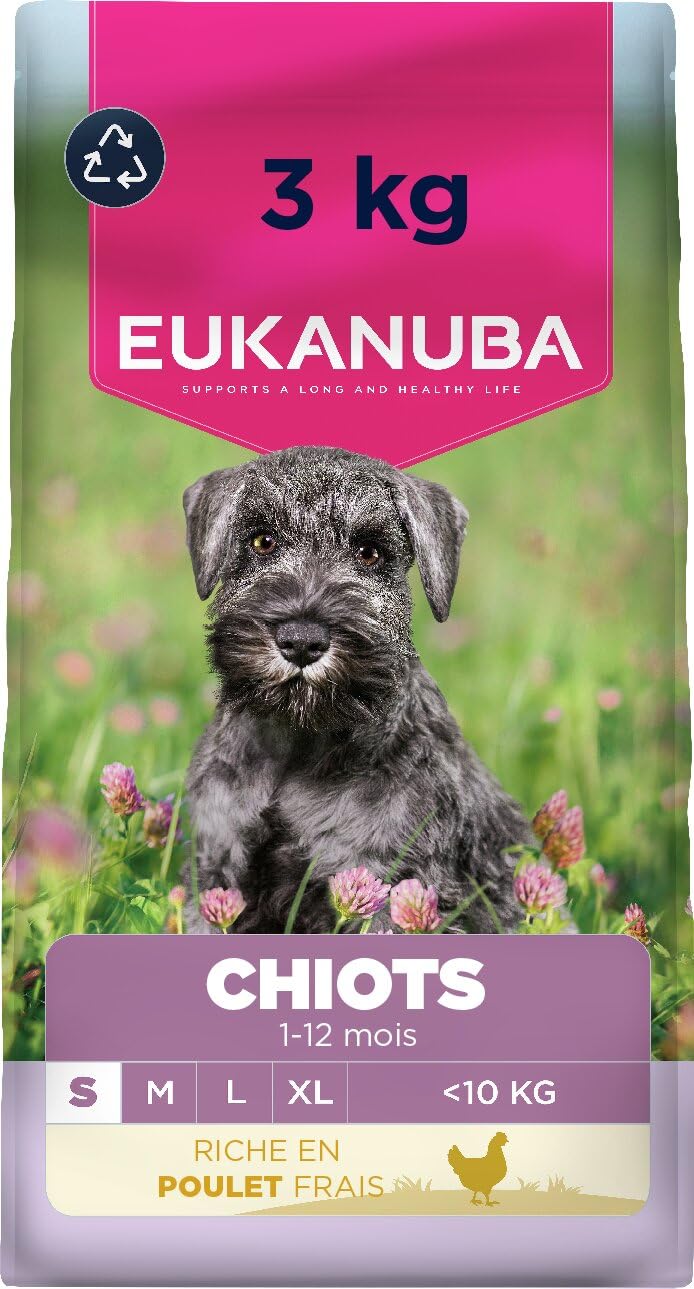 EUKANUBA Life Care Small Breed Puppy Food 1 to 12 Months, Rich in Fresh Chicken, Optimal Growth - DHA, Calcium, Omega 3&6, FOS Prebiotics, No Dyes, Artificial Flavours or GMOs - 3kg