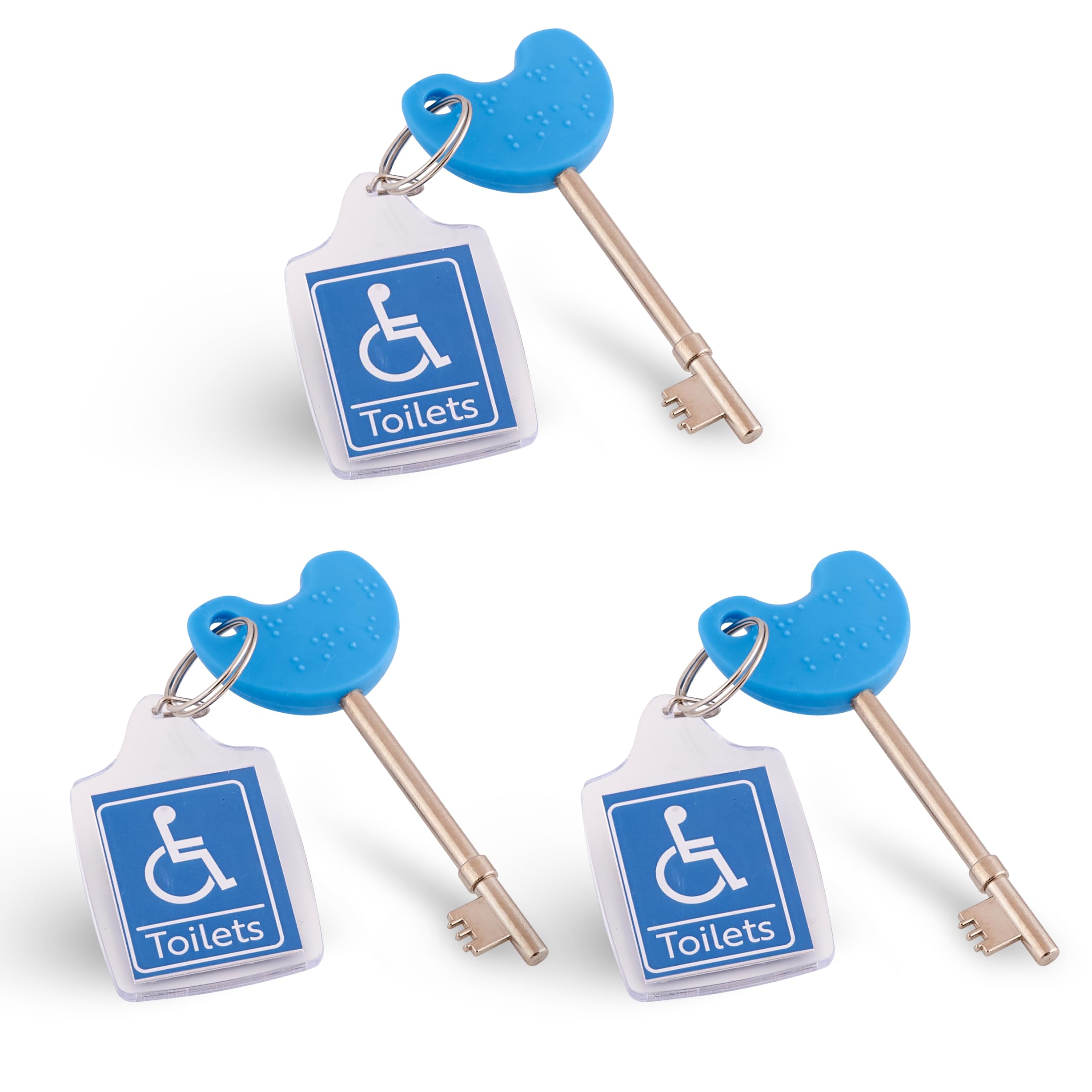 NKS Radar Key – Disabled Toilet and Bathroom Door Access | 3 Braille Easy-Turn Keys with Keyrings | Spare Keys for Carers or Travel | Access to 9,000+ Locked Toilets in The UK