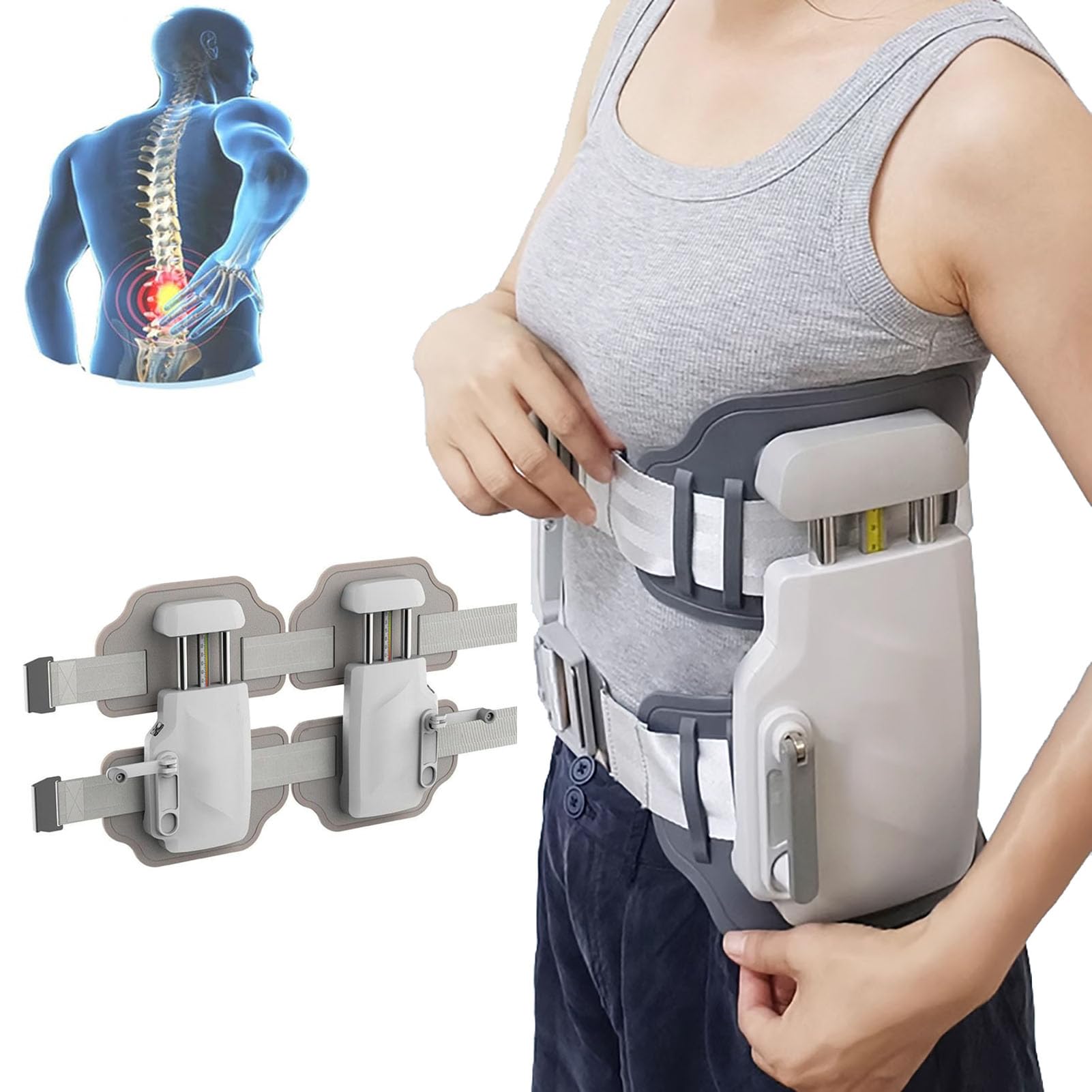 Soportes Lumbares, Dispositivo De Tracción Lumbar, Dispositivo para Aliviar El Dolor De Espalda con Hernia De Disco, Tirantes para Espalda, para Hombres Y Mujeres