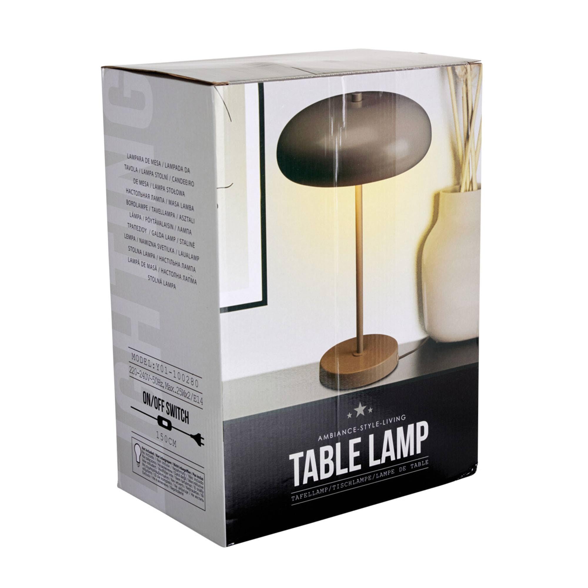 Well Home Lámpara de mesa metálica color Arena Ø25x40cm de diseño moderno con doble casquillo E14