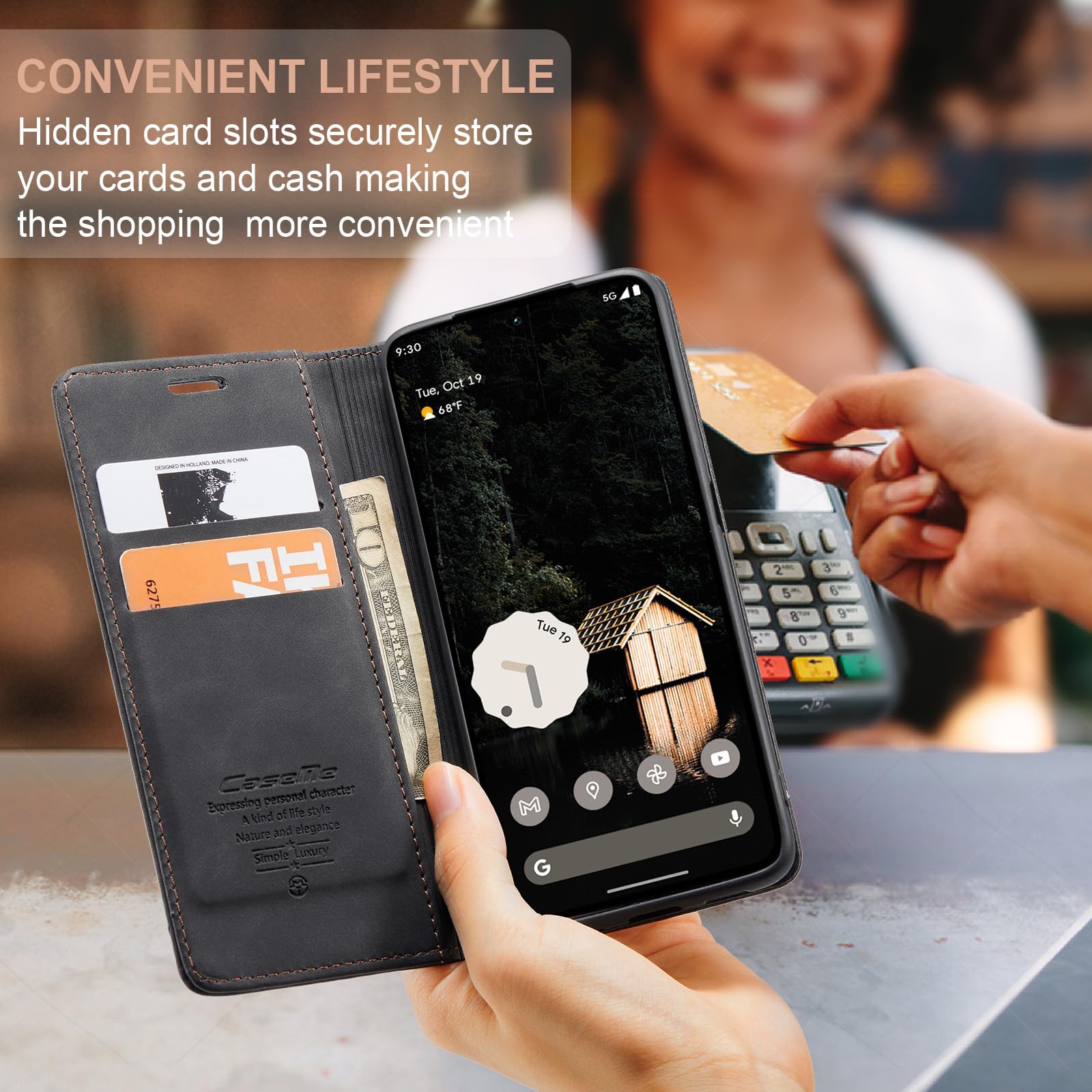 Funda Soporte Plegable Funda Libro Google Pixel 7 - Cuero PU Con Tarjetero - Soporte Plegable Protección Integral Protección Móvil