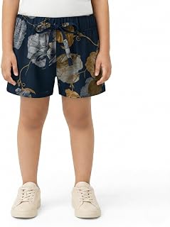Koriel Girls Casual Rayon Printed Shorts with Elastic Waist - Floral Botanical Print, Off-White & Charcoal Price In India