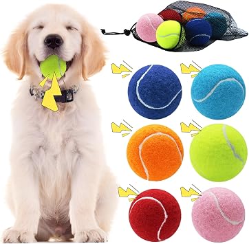 Swingers Squeaky Tennis Balls for Dogs,2.5 inch Training Tennis Balls,Exercise Ball for Pet Dog with Mesh Carry Bag Easy to Transport Multicolor, 6 Pack