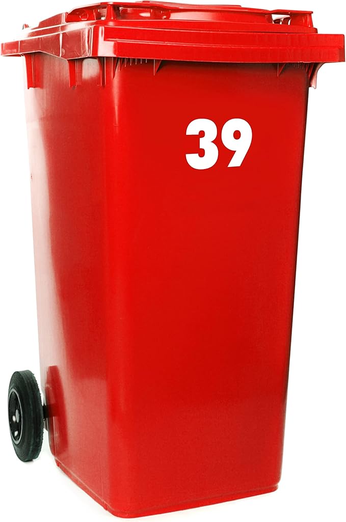 x4 or x8 Personalised Wheelie Bin Stickers Wheelie Bin Numbers Easy To