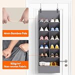 Lifewit Over The Door Shoe Organizers, Hanging Shoe Rack with 11 Large Pockets, 5 Layers Shoe Holder for Closet Door Storage Includes Boots, Toys, Water Bottles, Daily Necessities, 1 Pack, Grey