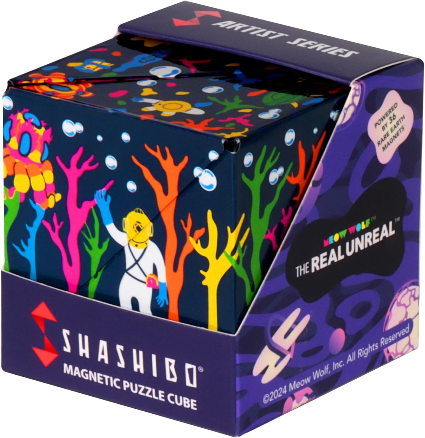 Shape Shifting Box - Award-Winning STEM Fidget Toy with Ultra Strong Magnets - Puzzle Cube Transforms Into 100+ Shapes, Perfect Sensory Gift for Kids, Teens, and Adults (Glowquarium)