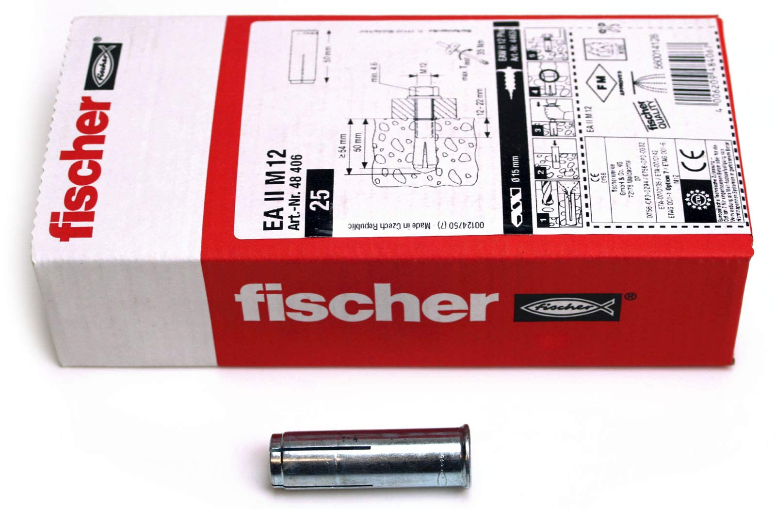 Fischer EA II EAII1250 Boîte de 25 chevilles M12 x 50 mm