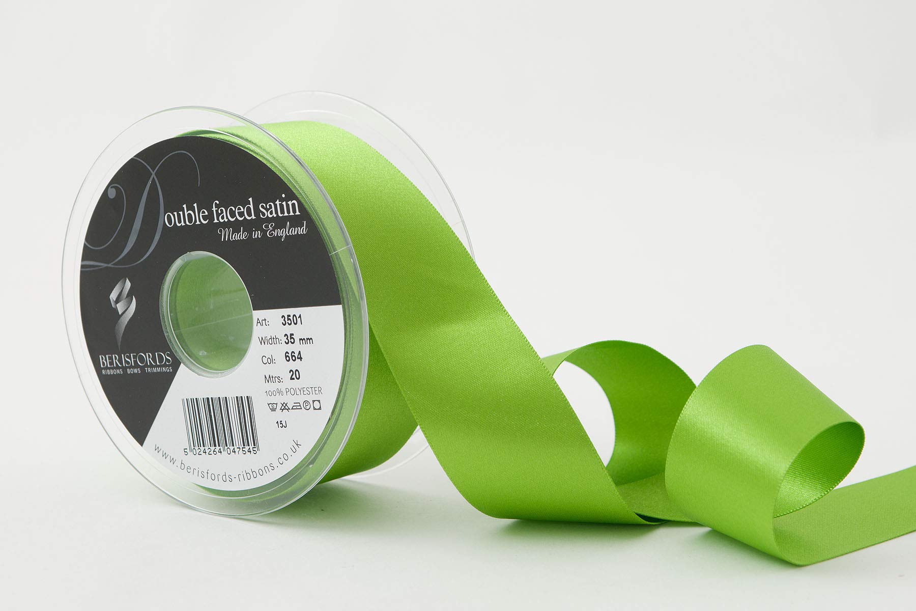 Berisfords Double FACE Poly Satin Ribbon, Meadow, 10.5x10.5x4.6 cm
