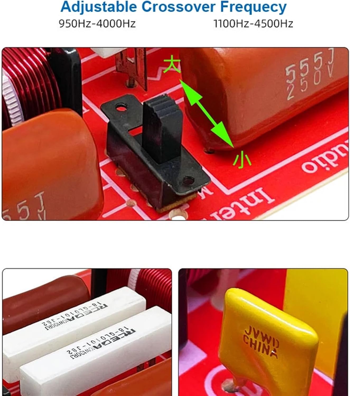 2PCS 250W 3Way 950Hz/4000Hz Audio HiFi Filter Circuit Board Stereo Speaker Crossover Filters 3 Unit Frequency Dividers