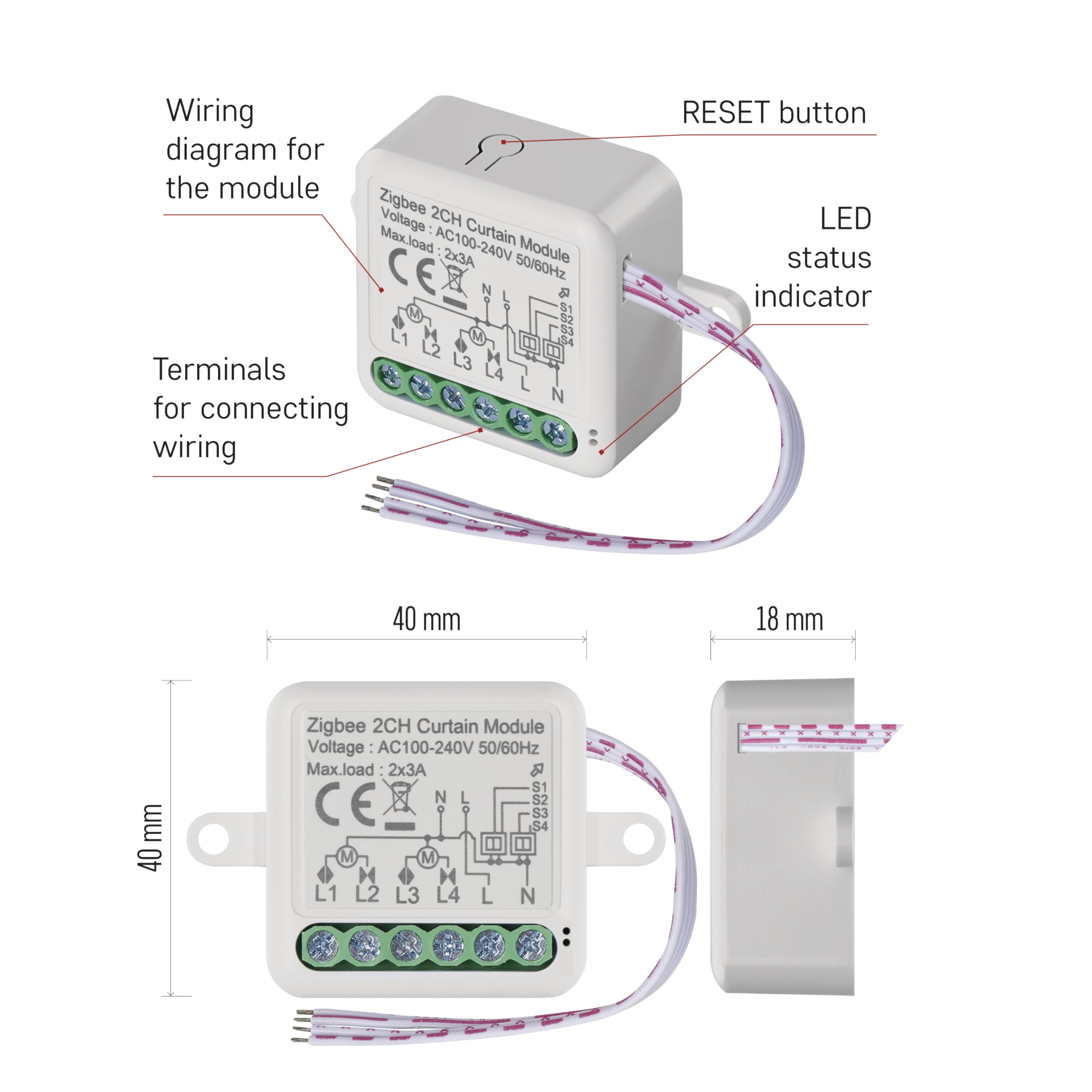 EMOS GoSmart - Módulo de interruptor de persiana inteligente con App - ZigBee - para interruptor doble - Interruptor de relé empotrado para control de persianas, control por voz de las persianas -